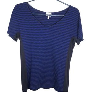 ARMANI COLLEZIONI blue and black striped short sleeve blouse size 4 lightweight